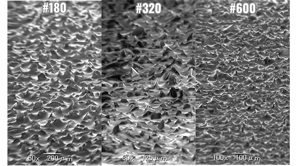耐水研磨紙 粒度別表面比較